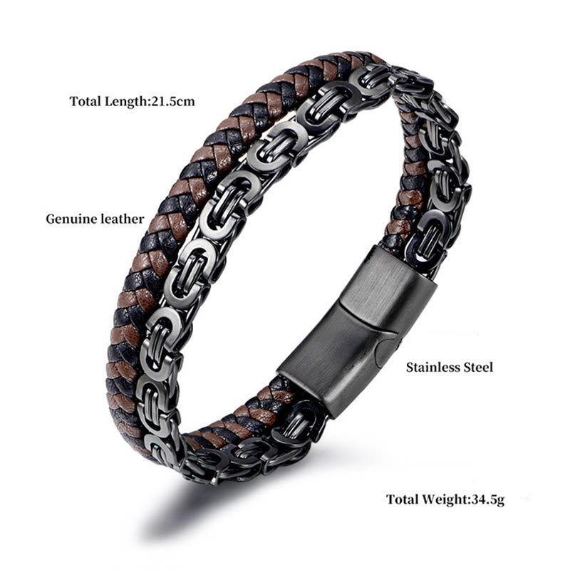 Buddha Stones Gliederketten-Armband mit doppelter Wicklung aus geflochtenem Leder - image 3