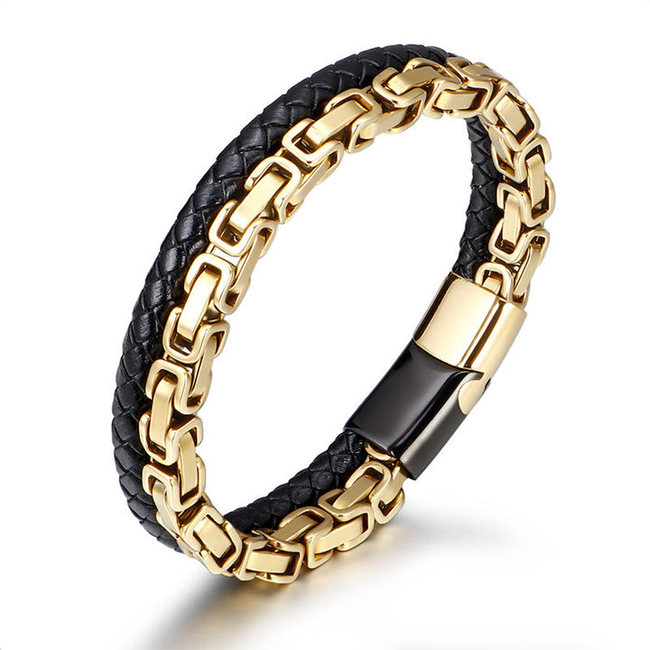 Buddha Stones Gliederketten-Armband mit doppelter Wicklung aus geflochtenem Leder - image 7