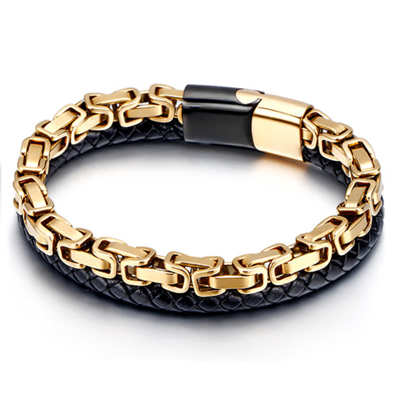 Buddha Stones Gliederketten-Armband mit doppelter Wicklung aus geflochtenem Leder - image 6