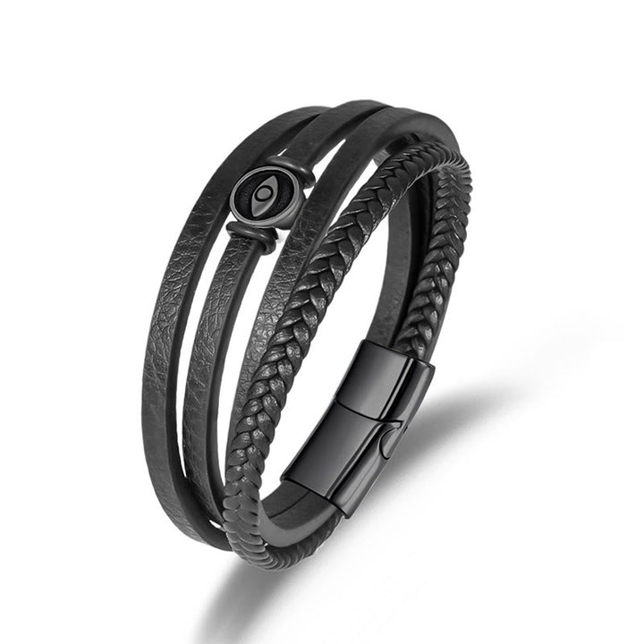 Buddha Stones Mehrlagiges geflochtenes Lederarmband mit bösem Blick - Schwarzes Auge (Handgelenkumfang: 18-19 cm) - image 7
