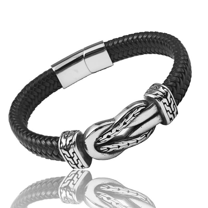 Buddha Stones Knotendesign Geflochtenes Leder-Balance-Armband - image 4