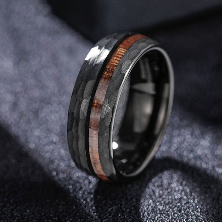 Buddha Stones Endurance-Ring aus Wolframstahl mit gehämmertem Texturinlay - image 0
