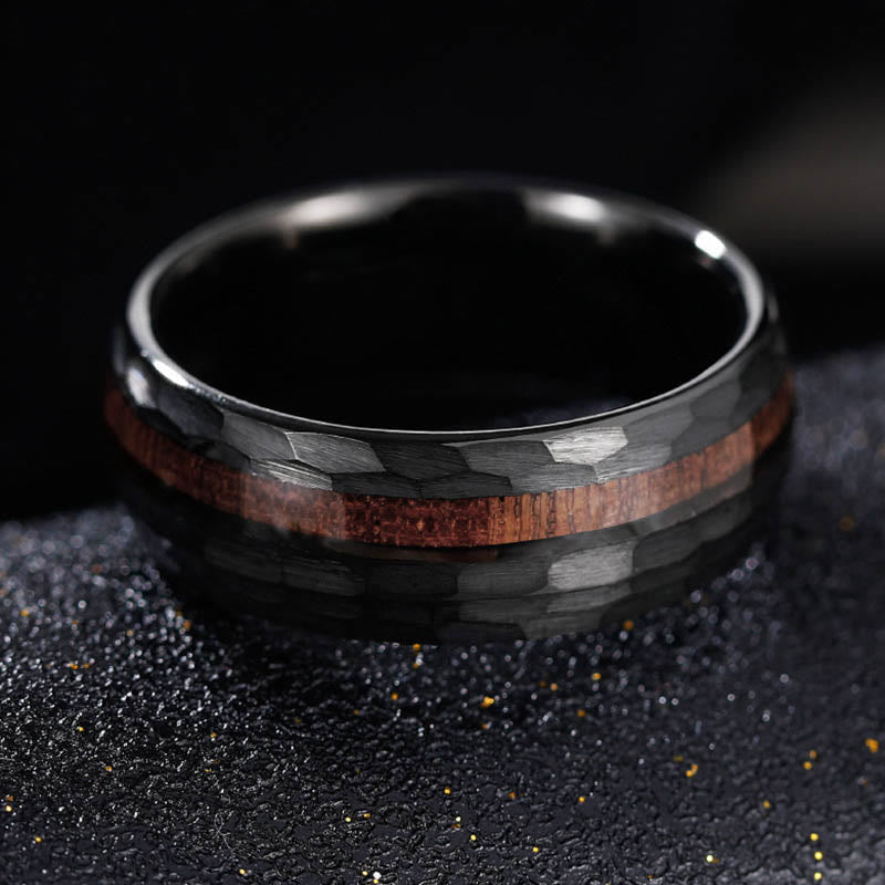 Buddha Stones Endurance-Ring aus Wolframstahl mit gehämmertem Texturinlay - image 2