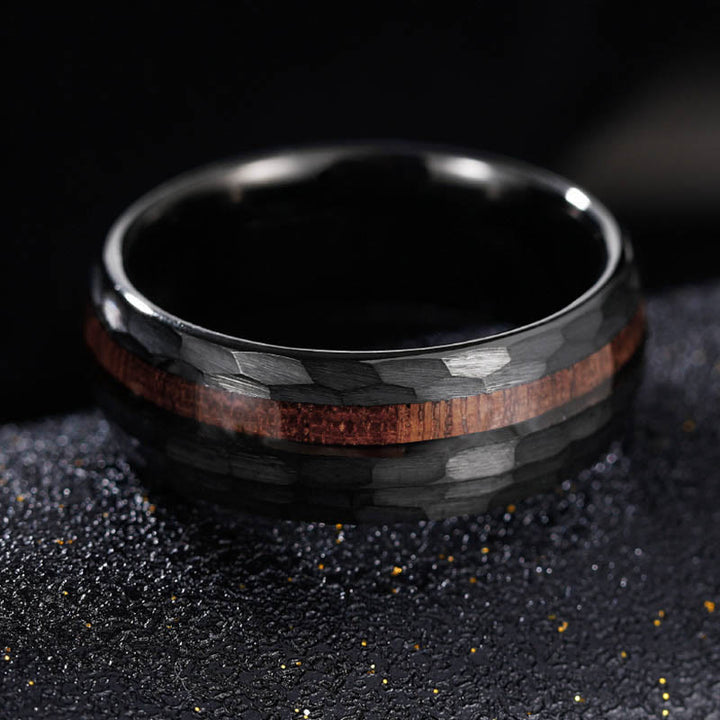 Buddha Stones Endurance-Ring aus Wolframstahl mit gehämmertem Texturinlay - image 2