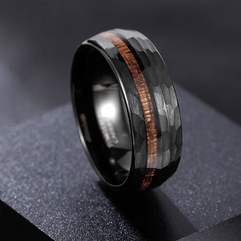 Buddha Stones Endurance-Ring aus Wolframstahl mit gehämmertem Texturinlay - image 3