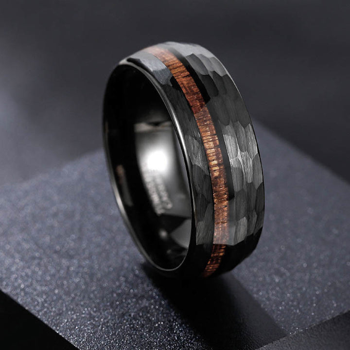 Buddha Stones Endurance-Ring aus Wolframstahl mit gehämmertem Texturinlay - image 3