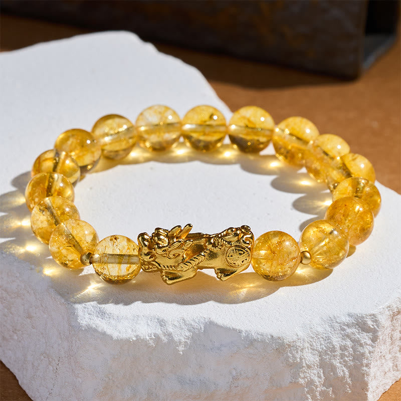 Buddha Stones Natürliches Citrin-PiXiu-Armband zum Schutz vor Wohlstand - image 1