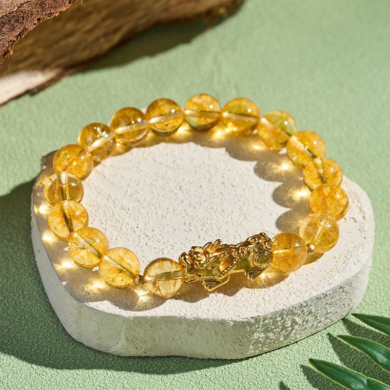 Buddha Stones Natürliches Citrin-PiXiu-Armband zum Schutz vor Wohlstand - image 2