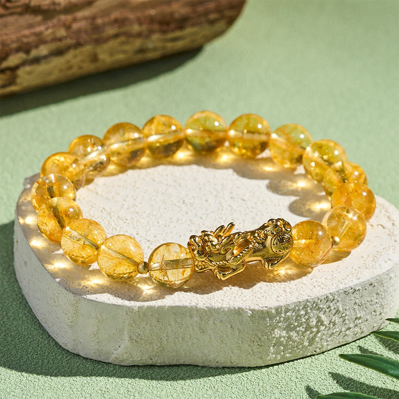 Buddha Stones Natürliches Citrin-PiXiu-Armband zum Schutz vor Wohlstand - Citrin (Handgelenkumfang 14-16 cm) - image 0