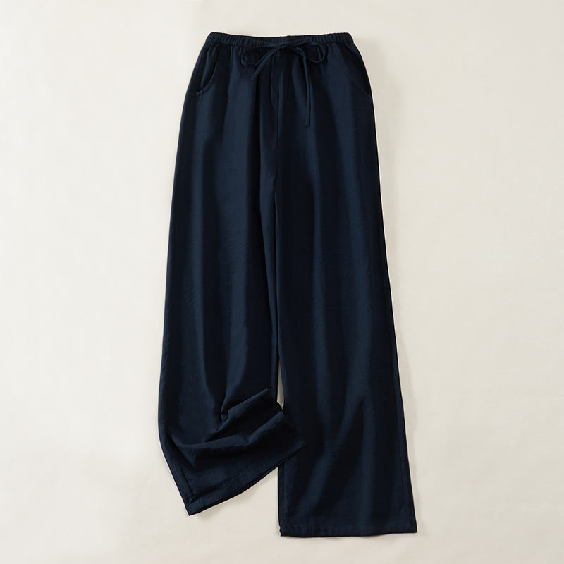 Buddha Stones Schlichtes Design mit Kordelzug, weite Damenhose mit Taschen - Marine - US6, UK/AU10, EU38 (XL) - image 0