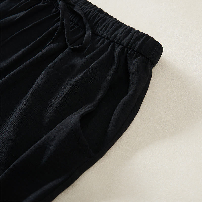 Buddha Stones Schlichtes Design mit Kordelzug, weite Damenhose mit Taschen - image 10