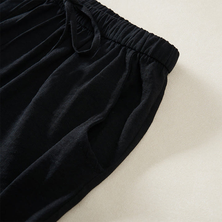 Buddha Stones Schlichtes Design mit Kordelzug, weite Damenhose mit Taschen - image 10