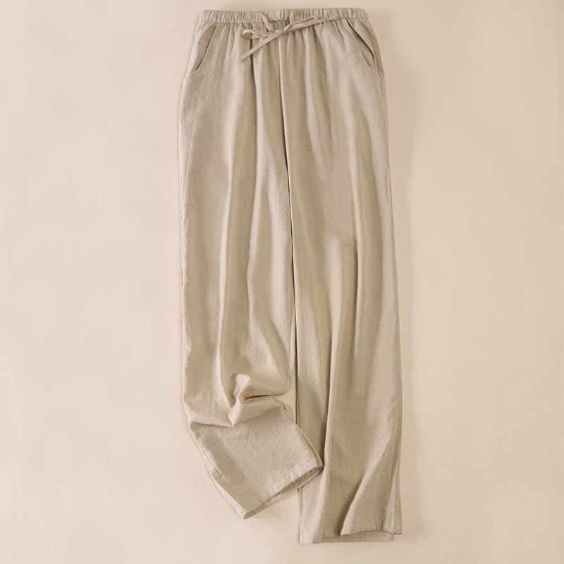 Buddha Stones Schlichtes Design mit Kordelzug, weite Damenhose mit Taschen - Beige - US6, UK/AU10, EU38 (XL) - image 13