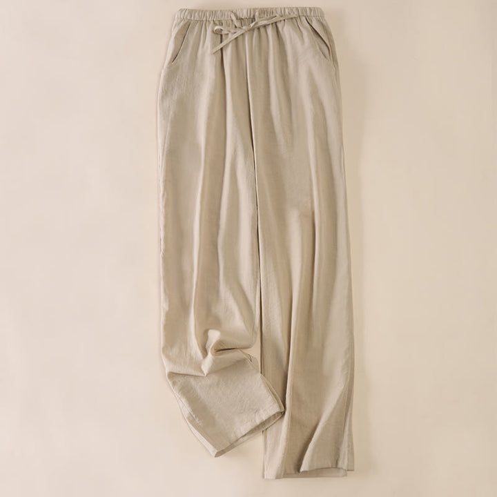 Buddha Stones Schlichtes Design mit Kordelzug, weite Damenhose mit Taschen - Beige - US6, UK/AU10, EU38 (XL) - image 13