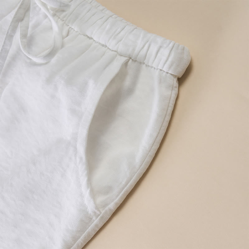 Buddha Stones Schlichtes Design mit Kordelzug, weite Damenhose mit Taschen - image 21