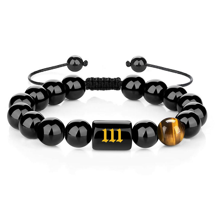 Buddha Stones Armband aus natürlichem schwarzem Obsidian und Tigerauge – Symbol für Stärke und Erfüllung - 111 (Handgelenkumfang 15-19 cm) - image 10