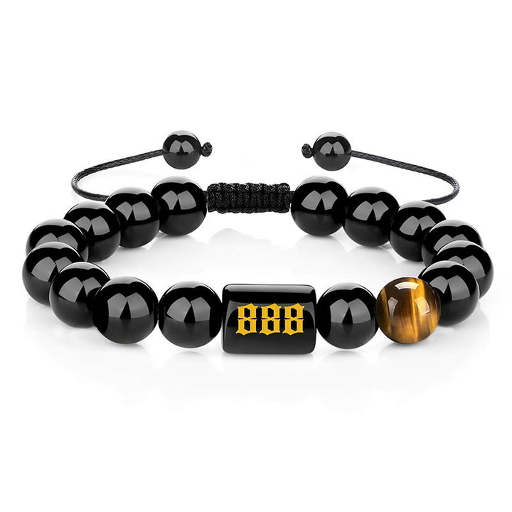Buddha Stones Armband aus natürlichem schwarzem Obsidian und Tigerauge – Symbol für Stärke und Erfüllung - 888 (Handgelenkumfang 15-19 cm) - image 29