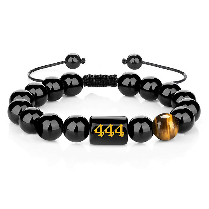 Buddha Stones Armband aus natürlichem schwarzem Obsidian und Tigerauge – Symbol für Stärke und Erfüllung - 444 (Handgelenkumfang 15-19 cm) - image 18