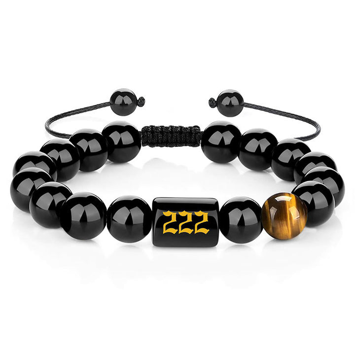 Buddha Stones Armband aus natürlichem schwarzem Obsidian und Tigerauge – Symbol für Stärke und Erfüllung - 222 (Handgelenkumfang 15-19 cm) - image 14