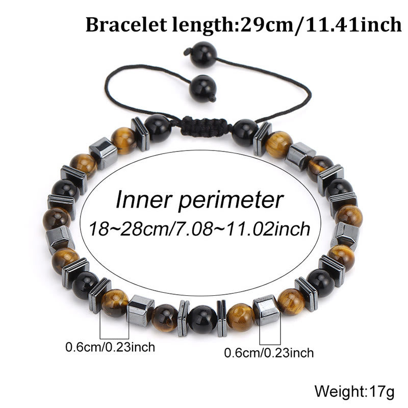 Buddha Stones Armband aus natürlichem Tigerauge, schwarzem Obsidian und Hämatit - image 9