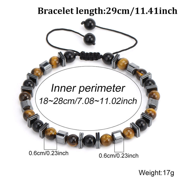 Buddha Stones Armband aus natürlichem Tigerauge, schwarzem Obsidian und Hämatit - image 9