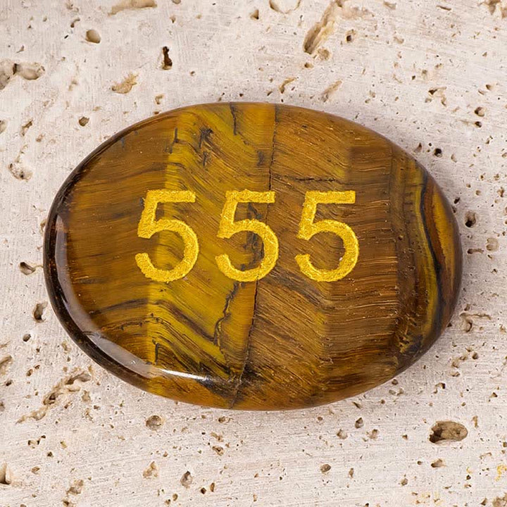 Buddha Stones Engelszahlen Weißer Kristall Roter Jaspis Rosa Kristall Grüner Aventurin Meditationshandschuh - Engelszahl 555 & Tigerauge 4,5 x 3,5 x 0,7 cm - image 17