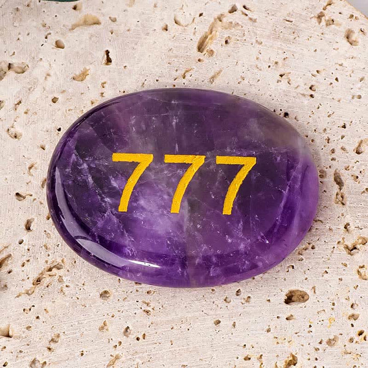 Buddha Stones Engelszahlen Weißer Kristall Roter Jaspis Rosa Kristall Grüner Aventurin Meditationshandschuh - Engelszahl 777 & Amethyst, 4,5 x 3,5 x 0,7 cm - image 23