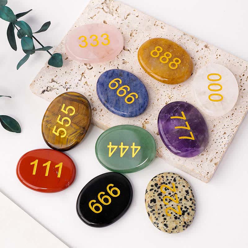 Buddha Stones Engelszahlen Weißer Kristall Roter Jaspis Rosa Kristall Grüner Aventurin Meditationshandschuh - image 32