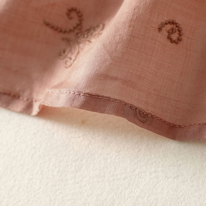 Buddha Stones Retro-Damenbluse mit Blumenstickerei, kurzen Ärmeln und Knöpfen - image 11