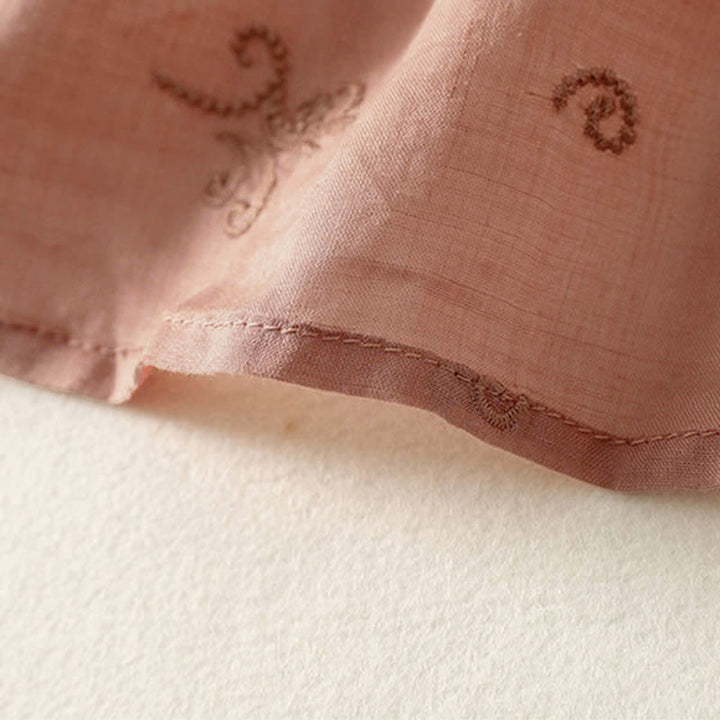 Buddha Stones Retro-Damenbluse mit Blumenstickerei, kurzen Ärmeln und Knöpfen - image 11