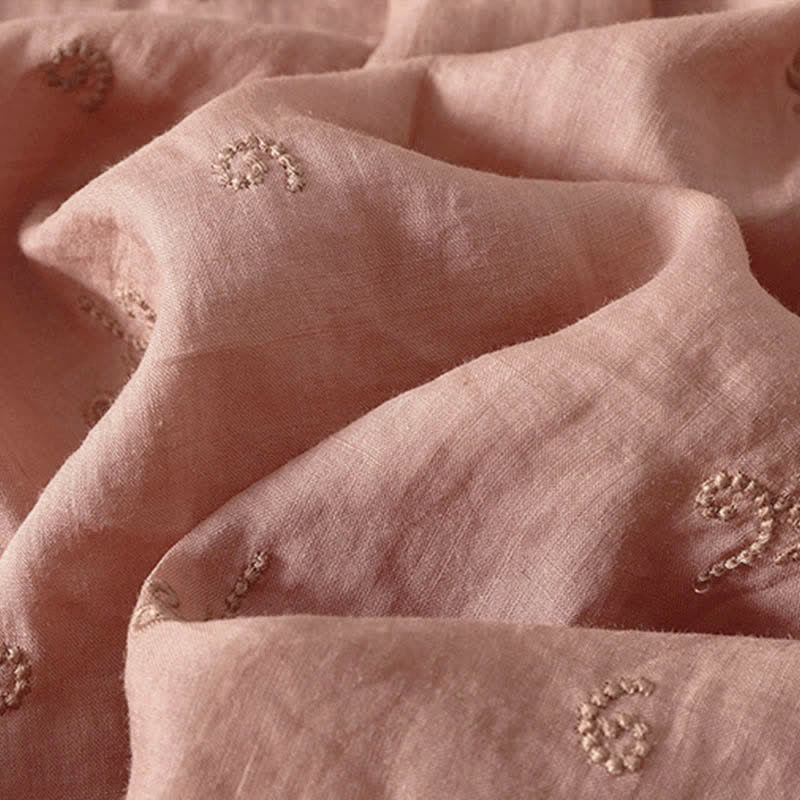 Buddha Stones Retro-Damenbluse mit Blumenstickerei, kurzen Ärmeln und Knöpfen - image 10