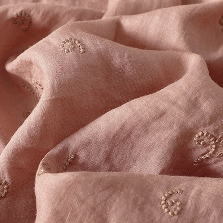 Buddha Stones Retro-Damenbluse mit Blumenstickerei, kurzen Ärmeln und Knöpfen - image 10