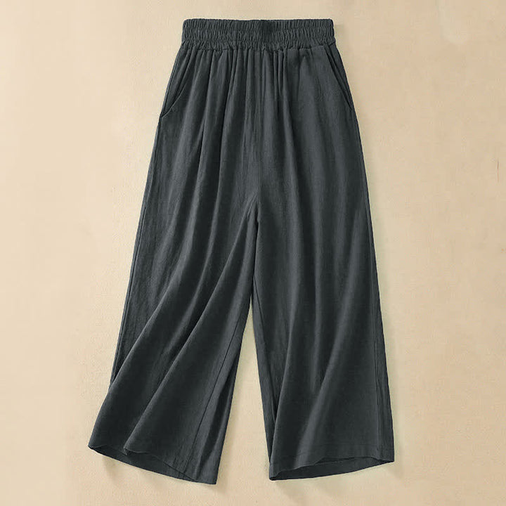 Buddha Stones Hochtaillierte, kurze Capri-Baumwollhose mit weitem Bein und Taschen für Damen - Dunkelgrau - US 8-10, UK/AU 12-14, EU 40-42 (2XL) - image 18