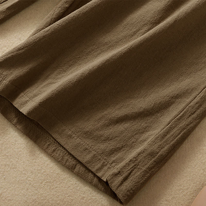 Buddha Stones Hochtaillierte, kurze Capri-Baumwollhose mit weitem Bein und Taschen für Damen - image 6