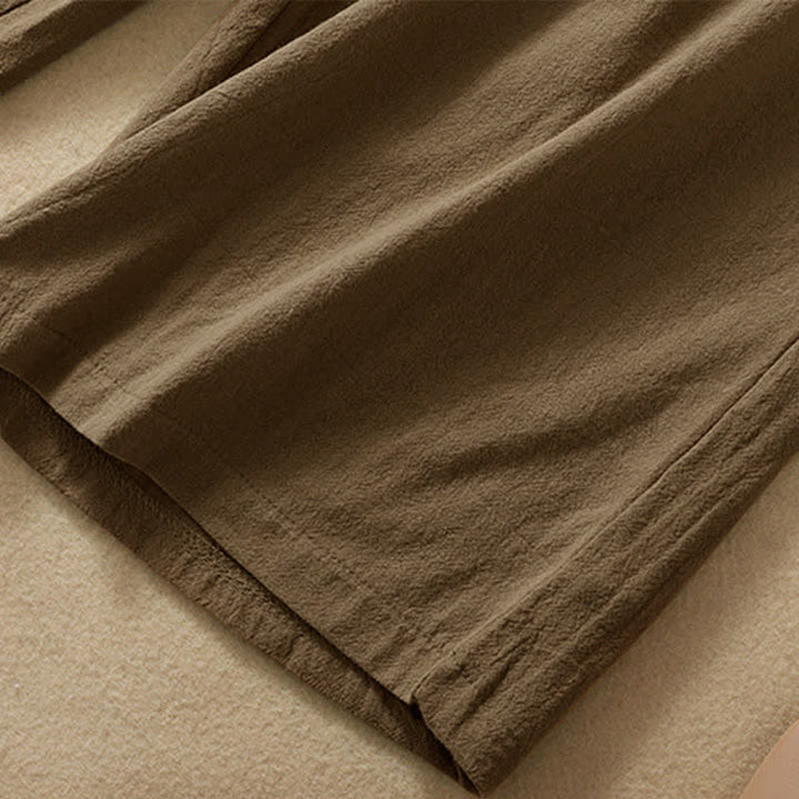 Buddha Stones Hochtaillierte, kurze Capri-Baumwollhose mit weitem Bein und Taschen für Damen - image 6