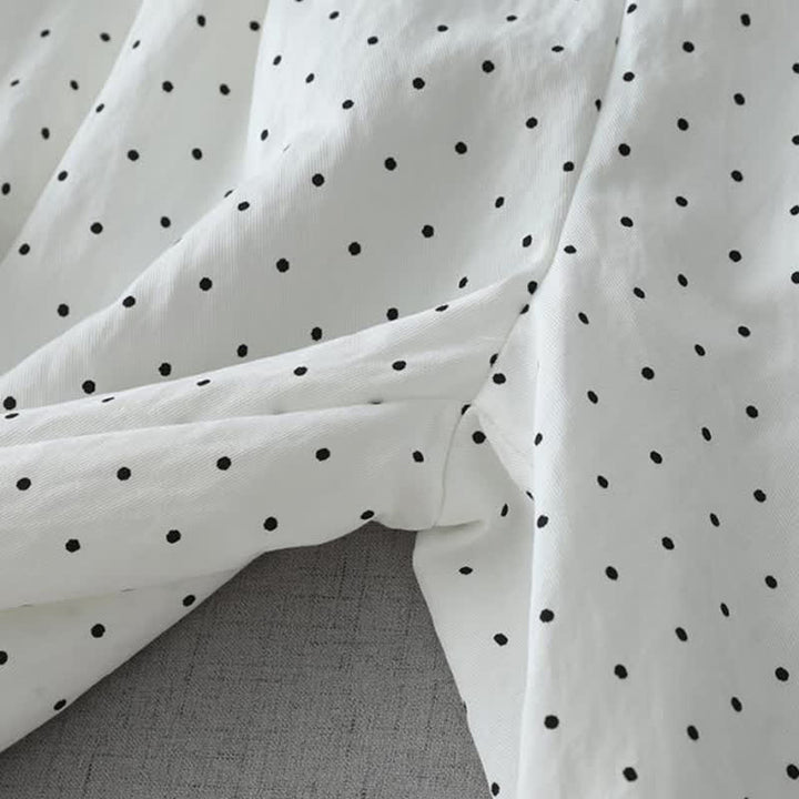 Buddha Stones Damen-Caprihose aus Baumwolle mit weitem Bein und Taschen, verziert mit Polka-Dot-Spitzenmuster - image 11