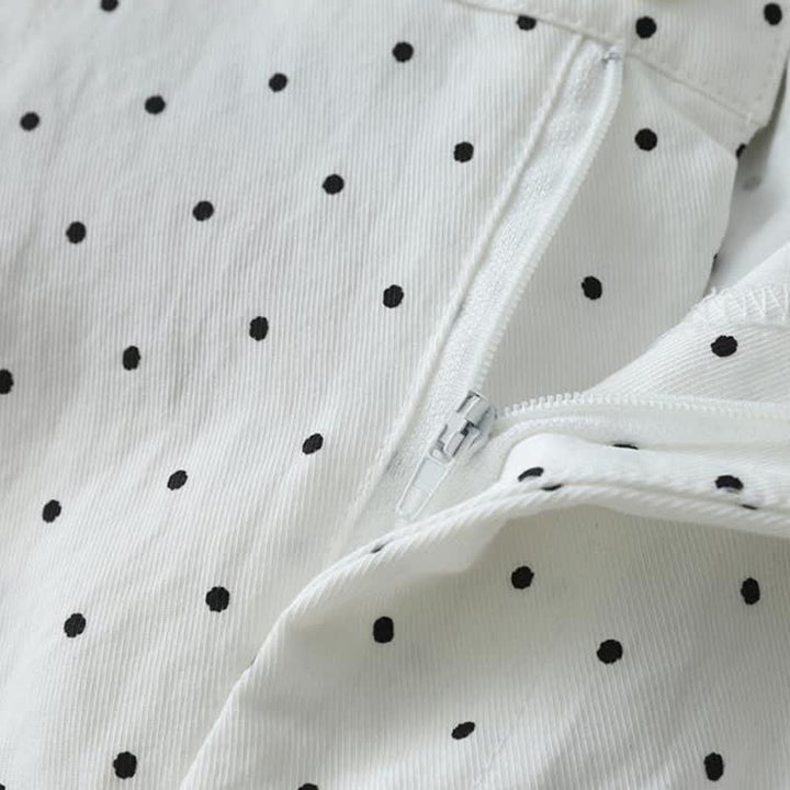 Buddha Stones Damen-Caprihose aus Baumwolle mit weitem Bein und Taschen, verziert mit Polka-Dot-Spitzenmuster - image 10