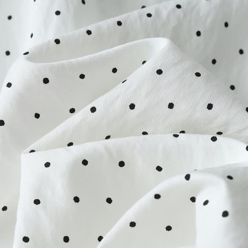 Buddha Stones Damen-Caprihose aus Baumwolle mit weitem Bein und Taschen, verziert mit Polka-Dot-Spitzenmuster - image 9