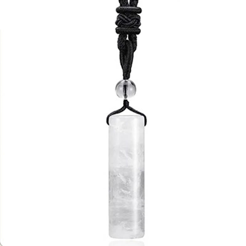 Buddha Stones Verschiedene Kristalle, Rosenquarz, grüner Aventurin und Amethyst, zylindrischer Heilhalsanhänger - Weißer Kristall - image 14
