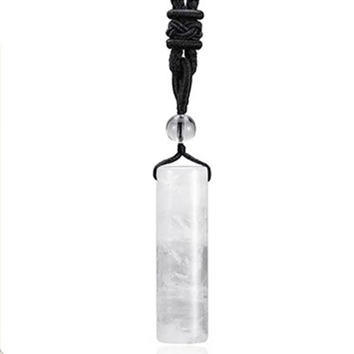 Buddha Stones Verschiedene Kristalle, Rosenquarz, grüner Aventurin und Amethyst, zylindrischer Heilhalsanhänger - Weißer Kristall - image 14