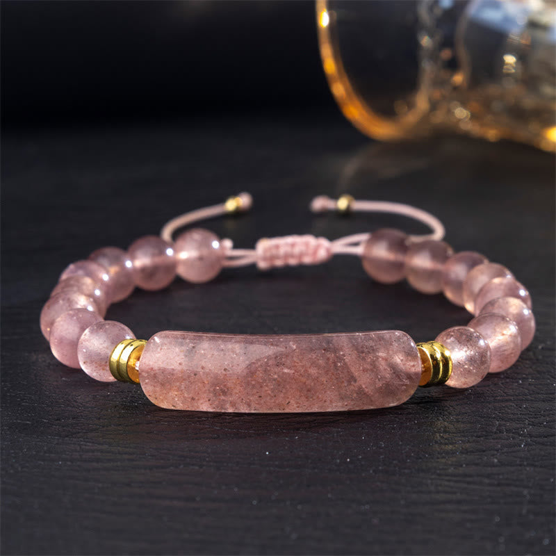 Buddha Stones Armband für positive Transformation aus Amethystgrünem Aventurin, Tigerauge und Erdbeerquarz - Erdbeerquarz (Handgelenkumfang 14-18 cm) - image 7