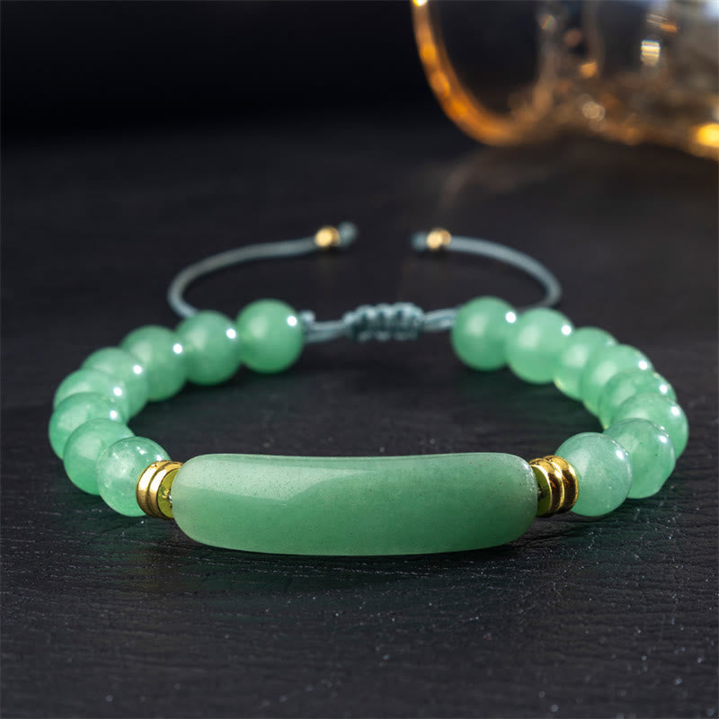Buddha Stones Armband für positive Transformation aus Amethystgrünem Aventurin, Tigerauge und Erdbeerquarz - Grüner Aventurin (Handgelenkumfang 14-18 cm) - image 0