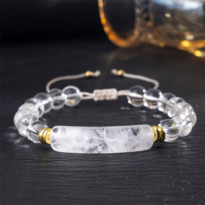 Buddha Stones Armband für positive Transformation aus Amethystgrünem Aventurin, Tigerauge und Erdbeerquarz - Weißer Kristall (Handgelenkumfang 14-18 cm) - image 9