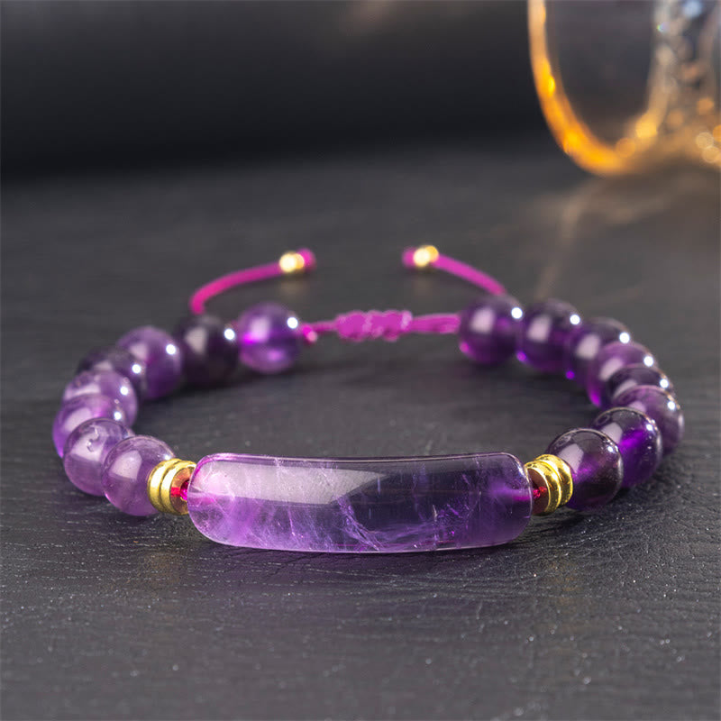 Buddha Stones Armband für positive Transformation aus Amethystgrünem Aventurin, Tigerauge und Erdbeerquarz - Amethyst (Handgelenkumfang 14-18 cm) - image 5