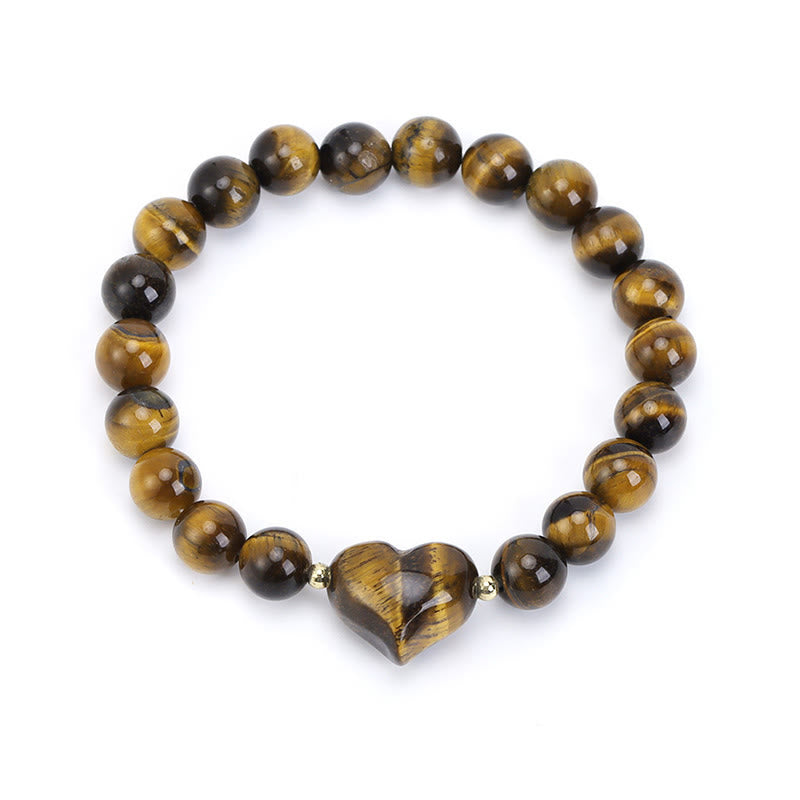 Buddha Stones Natürliches Amethyst-Grünes Aventurin-Tigerauge-Erdbeerquarz-Liebesherz-Spirituelles Armband - Tigerauge (Handgelenkumfang 14-16 cm) - image 31