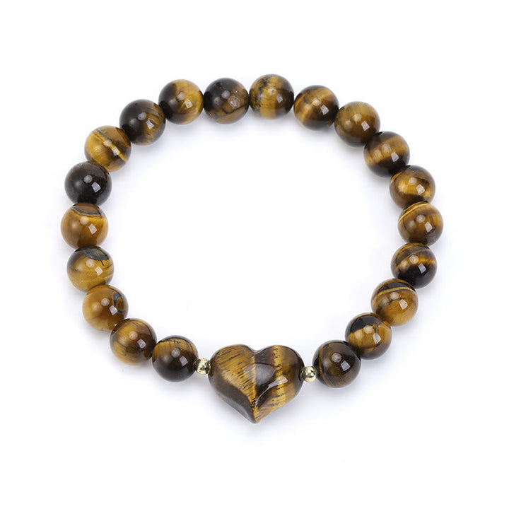 Buddha Stones Natürliches Amethyst-Grünes Aventurin-Tigerauge-Erdbeerquarz-Liebesherz-Spirituelles Armband - Tigerauge (Handgelenkumfang 14-16 cm) - image 31