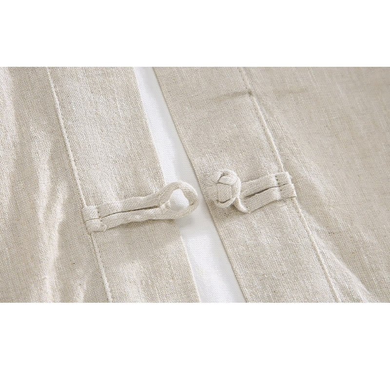 Buddha Stones Vintage Plain Tang Suit Chinesisches Herrenhemd mit Froschknöpfen und Taschen - image 5