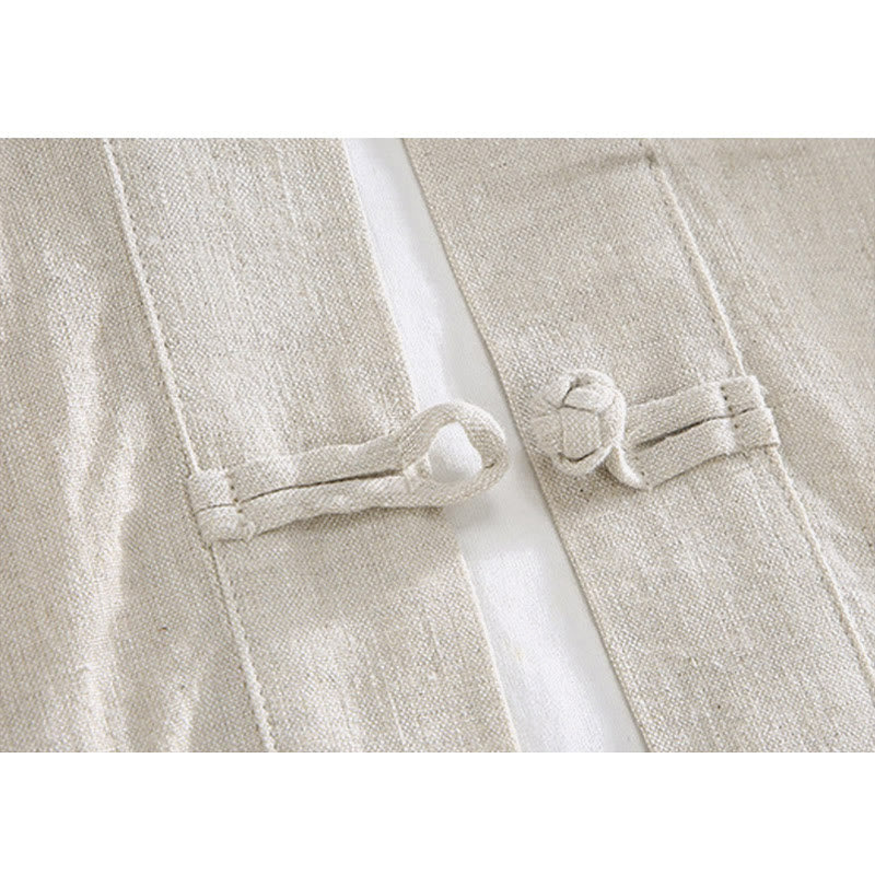 Buddha Stones Vintage Plain Tang Suit Chinesisches Herrenhemd mit Froschknöpfen und Taschen - image 3