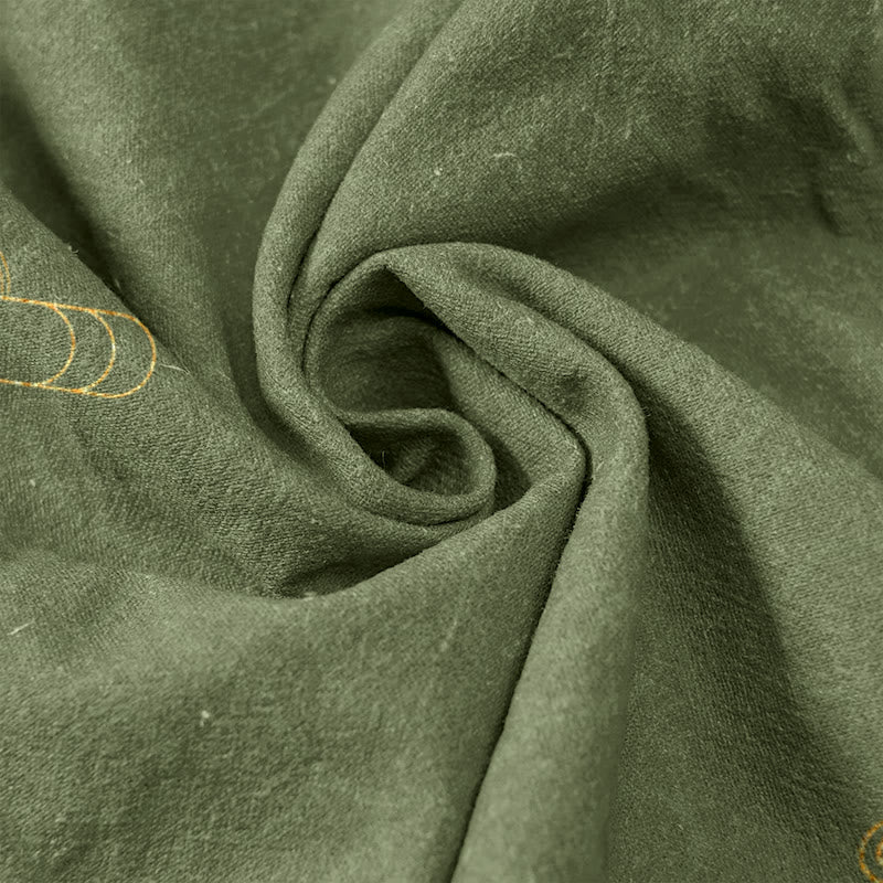 Buddha Stones Damenhose aus reiner Baumwolle mit Koi-Fisch-Wellenmuster, elastischem Bund und Taschen - image 3