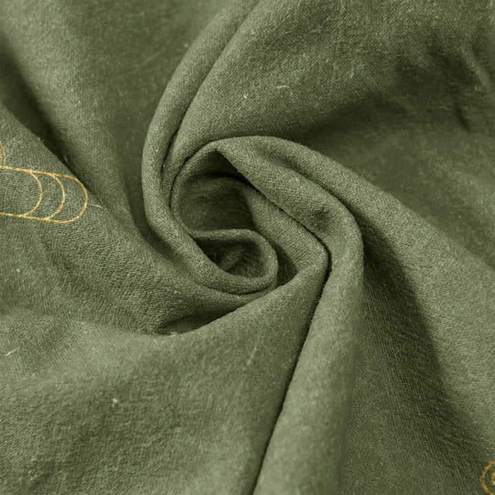 Buddha Stones Damenhose aus reiner Baumwolle mit Koi-Fisch-Wellenmuster, elastischem Bund und Taschen - image 3